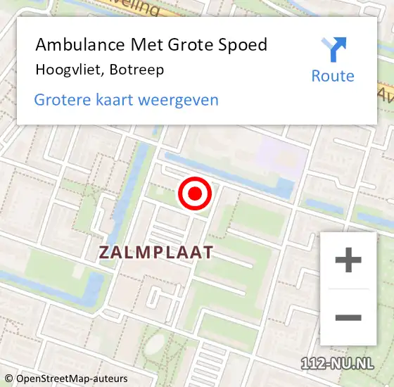 Locatie op kaart van de 112 melding: Ambulance Met Grote Spoed Naar Hoogvliet, Botreep op 28 augustus 2024 17:56