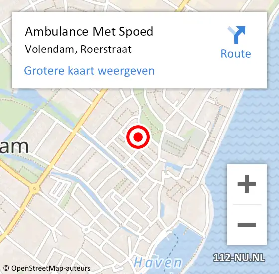 Locatie op kaart van de 112 melding: Ambulance Met Spoed Naar Volendam, Roerstraat op 28 augustus 2024 18:02