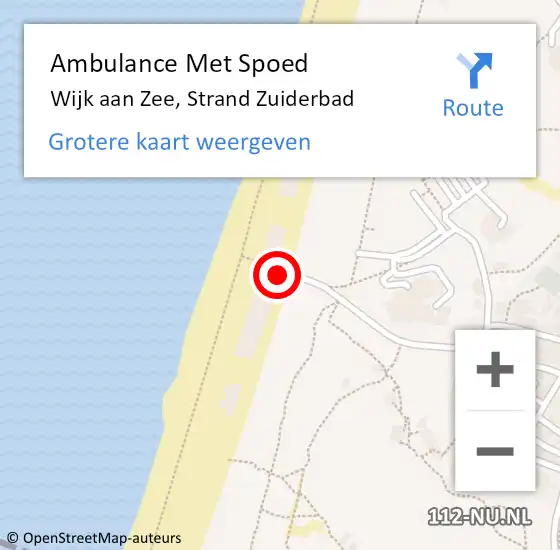 Locatie op kaart van de 112 melding: Ambulance Met Spoed Naar Wijk aan Zee, Strand Zuiderbad op 28 augustus 2024 18:08