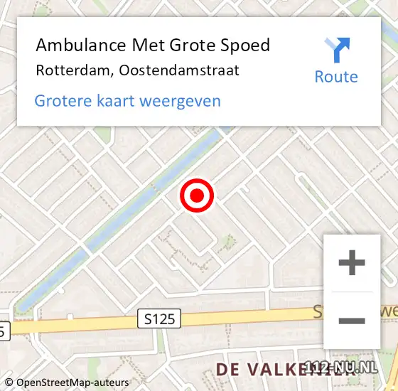 Locatie op kaart van de 112 melding: Ambulance Met Grote Spoed Naar Rotterdam, Oostendamstraat op 28 augustus 2024 18:10