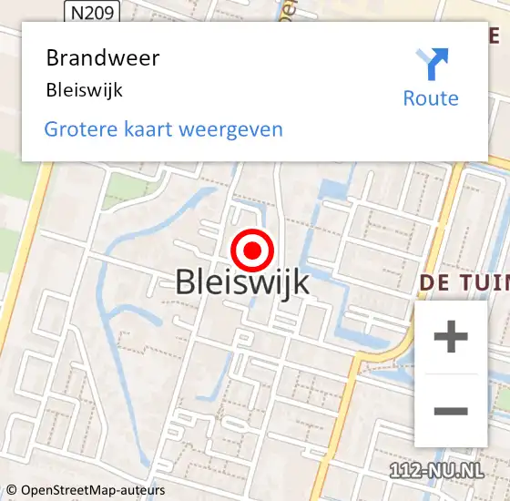 Locatie op kaart van de 112 melding: Brandweer Bleiswijk op 28 augustus 2024 18:28