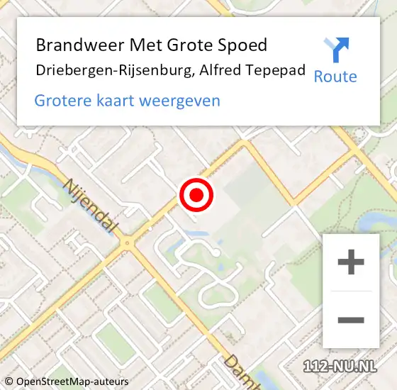 Locatie op kaart van de 112 melding: Brandweer Met Grote Spoed Naar Driebergen-Rijsenburg, Alfred Tepepad op 28 augustus 2024 18:32