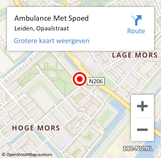 Locatie op kaart van de 112 melding: Ambulance Met Spoed Naar Leiden, Opaalstraat op 28 augustus 2024 18:34