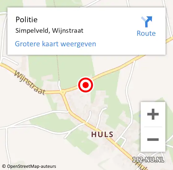 Locatie op kaart van de 112 melding: Politie Simpelveld, Wijnstraat op 28 augustus 2024 18:42
