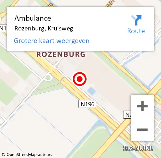 Locatie op kaart van de 112 melding: Ambulance Rozenburg, Kruisweg op 28 augustus 2024 18:54