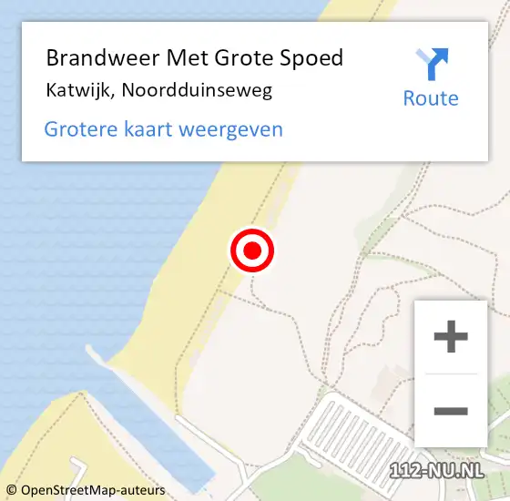 Locatie op kaart van de 112 melding: Brandweer Met Grote Spoed Naar Katwijk, Noordduinseweg op 28 augustus 2024 19:10