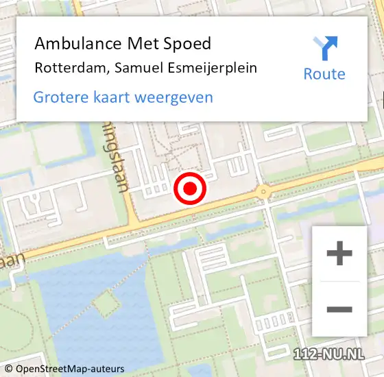 Locatie op kaart van de 112 melding: Ambulance Met Spoed Naar Rotterdam, Samuel Esmeijerplein op 28 augustus 2024 19:11