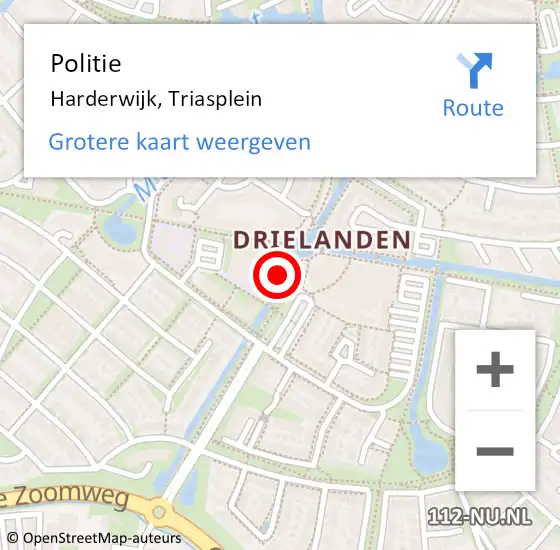 Locatie op kaart van de 112 melding: Politie Harderwijk, Triasplein op 28 augustus 2024 19:16