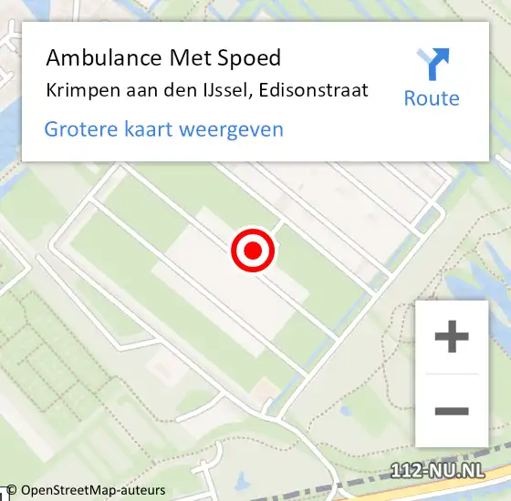 Locatie op kaart van de 112 melding: Ambulance Met Spoed Naar Krimpen aan den IJssel, Edisonstraat op 28 augustus 2024 19:24