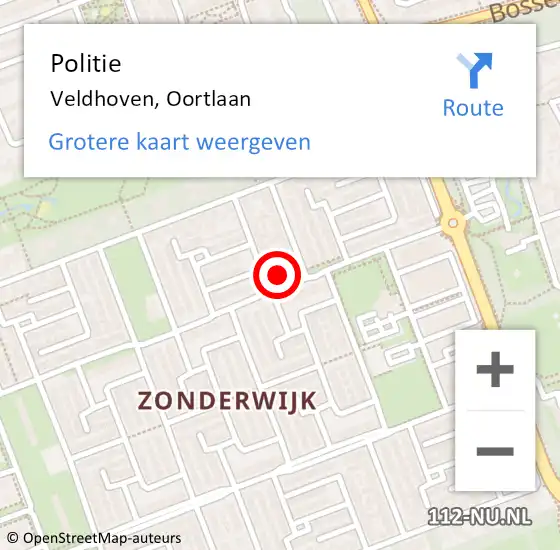 Locatie op kaart van de 112 melding: Politie Veldhoven, Oortlaan op 28 augustus 2024 19:25