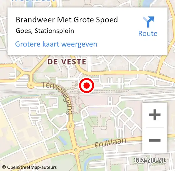 Locatie op kaart van de 112 melding: Brandweer Met Grote Spoed Naar Goes, Stationsplein op 28 augustus 2024 19:35