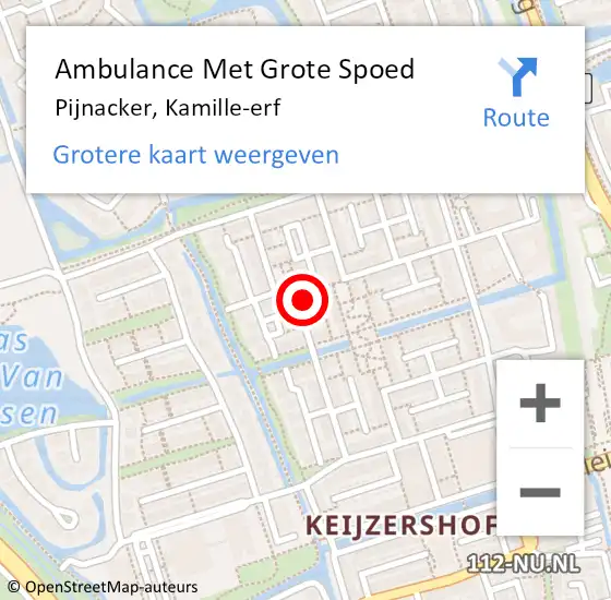 Locatie op kaart van de 112 melding: Ambulance Met Grote Spoed Naar Pijnacker, Kamille-erf op 28 augustus 2024 19:39