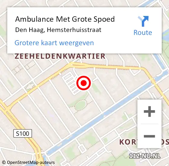 Locatie op kaart van de 112 melding: Ambulance Met Grote Spoed Naar Den Haag, Hemsterhuisstraat op 28 augustus 2024 19:48