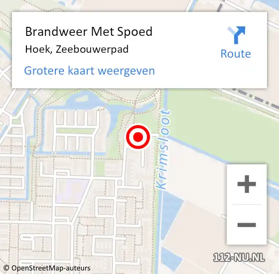 Locatie op kaart van de 112 melding: Brandweer Met Spoed Naar Hoek, Zeebouwerpad op 28 augustus 2024 19:49