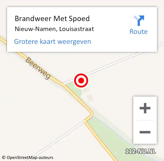 Locatie op kaart van de 112 melding: Brandweer Met Spoed Naar Nieuw-Namen, Louisastraat op 28 augustus 2024 19:55