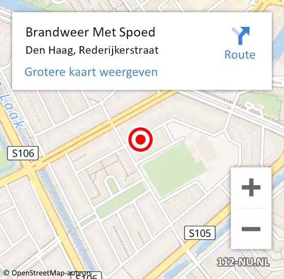 Locatie op kaart van de 112 melding: Brandweer Met Spoed Naar Den Haag, Rederijkerstraat op 28 augustus 2024 20:41