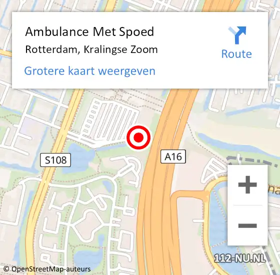 Locatie op kaart van de 112 melding: Ambulance Met Spoed Naar Rotterdam, Kralingse Zoom op 28 augustus 2024 20:48