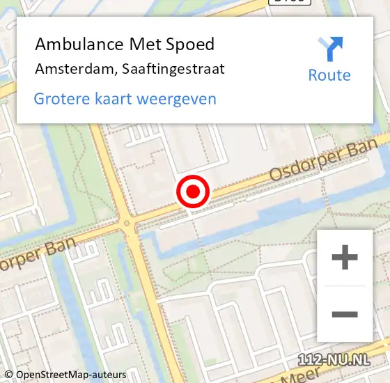 Locatie op kaart van de 112 melding: Ambulance Met Spoed Naar Amsterdam, Saaftingestraat op 28 augustus 2024 21:05