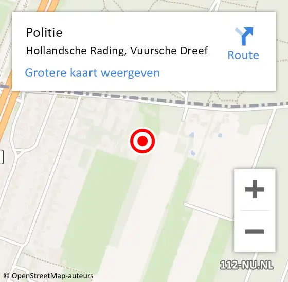 Locatie op kaart van de 112 melding: Politie Hollandsche Rading, Vuursche Dreef op 28 augustus 2024 21:19