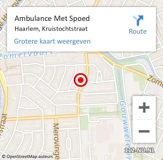 Locatie op kaart van de 112 melding: Ambulance Met Spoed Naar Haarlem, Kruistochtstraat op 28 augustus 2024 21:19