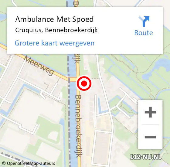 Locatie op kaart van de 112 melding: Ambulance Met Spoed Naar Cruquius, Bennebroekerdijk op 28 augustus 2024 21:21