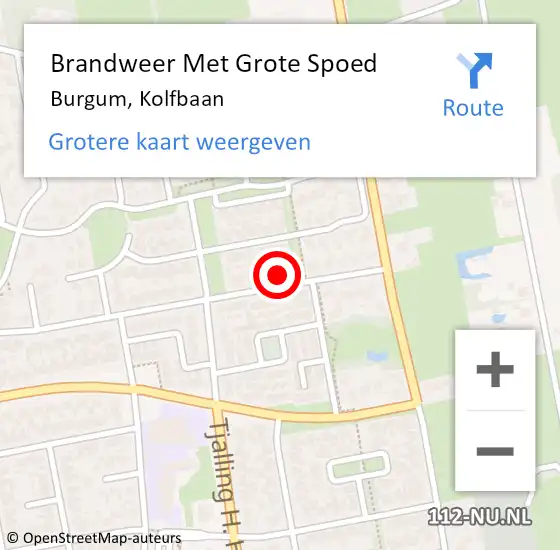 Locatie op kaart van de 112 melding: Brandweer Met Grote Spoed Naar Burgum, Kolfbaan op 28 augustus 2024 21:57