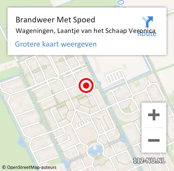 Locatie op kaart van de 112 melding: Brandweer Met Spoed Naar Wageningen, Laantje van het Schaap Veronica op 28 augustus 2024 22:38