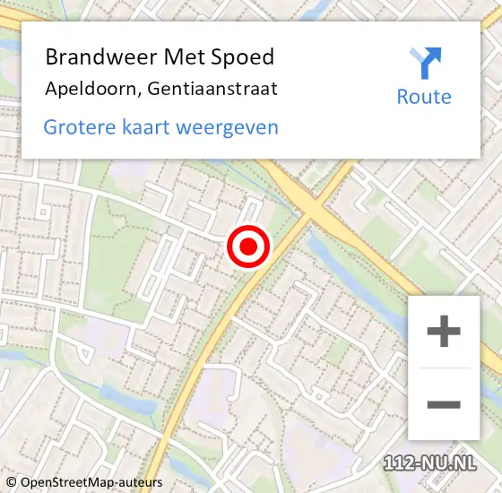 Locatie op kaart van de 112 melding: Brandweer Met Spoed Naar Apeldoorn, Gentiaanstraat op 28 augustus 2024 22:50