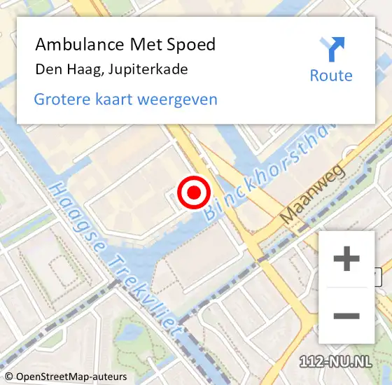 Locatie op kaart van de 112 melding: Ambulance Met Spoed Naar Den Haag, Jupiterkade op 28 augustus 2024 23:11