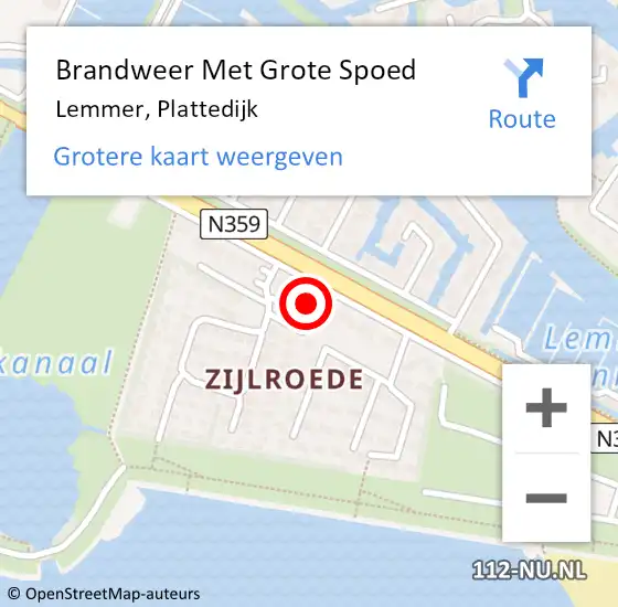 Locatie op kaart van de 112 melding: Brandweer Met Grote Spoed Naar Lemmer, Plattedijk op 28 augustus 2024 23:12