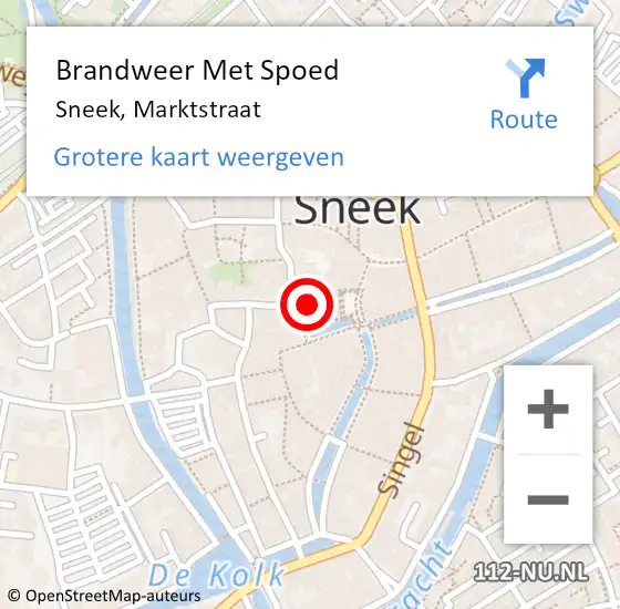 Locatie op kaart van de 112 melding: Brandweer Met Spoed Naar Sneek, Marktstraat op 28 augustus 2024 23:45