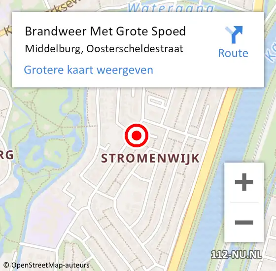 Locatie op kaart van de 112 melding: Brandweer Met Grote Spoed Naar Middelburg, Oosterscheldestraat op 28 augustus 2024 23:51