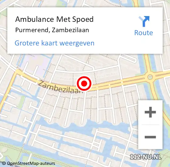 Locatie op kaart van de 112 melding: Ambulance Met Spoed Naar Purmerend, Zambezilaan op 28 augustus 2024 23:54