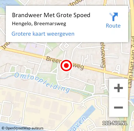 Locatie op kaart van de 112 melding: Brandweer Met Grote Spoed Naar Hengelo, Breemarsweg op 29 augustus 2024 00:01