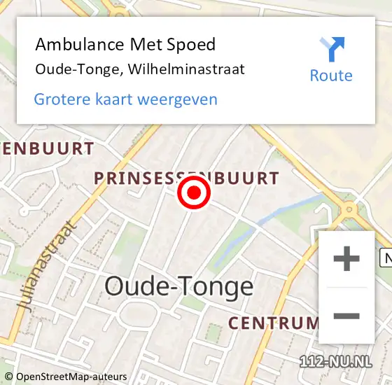 Locatie op kaart van de 112 melding: Ambulance Met Spoed Naar Oude-Tonge, Wilhelminastraat op 29 augustus 2024 00:05