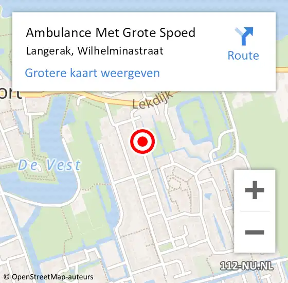 Locatie op kaart van de 112 melding: Ambulance Met Grote Spoed Naar Langerak, Wilhelminastraat op 29 augustus 2024 00:42