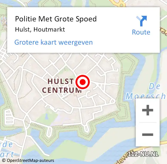 Locatie op kaart van de 112 melding: Politie Met Grote Spoed Naar Hulst, Houtmarkt op 29 augustus 2024 00:46