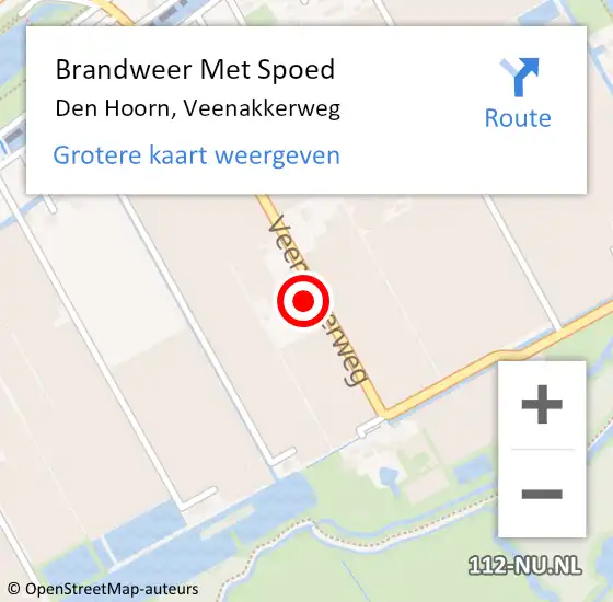 Locatie op kaart van de 112 melding: Brandweer Met Spoed Naar Den Hoorn, Veenakkerweg op 29 augustus 2024 02:05