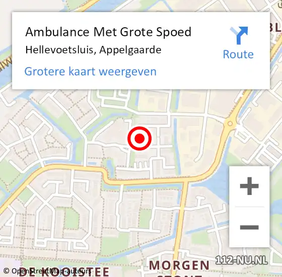 Locatie op kaart van de 112 melding: Ambulance Met Grote Spoed Naar Hellevoetsluis, Appelgaarde op 29 augustus 2024 02:31