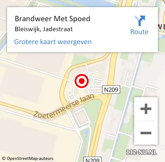 Locatie op kaart van de 112 melding: Brandweer Met Spoed Naar Bleiswijk, Jadestraat op 29 augustus 2024 03:20