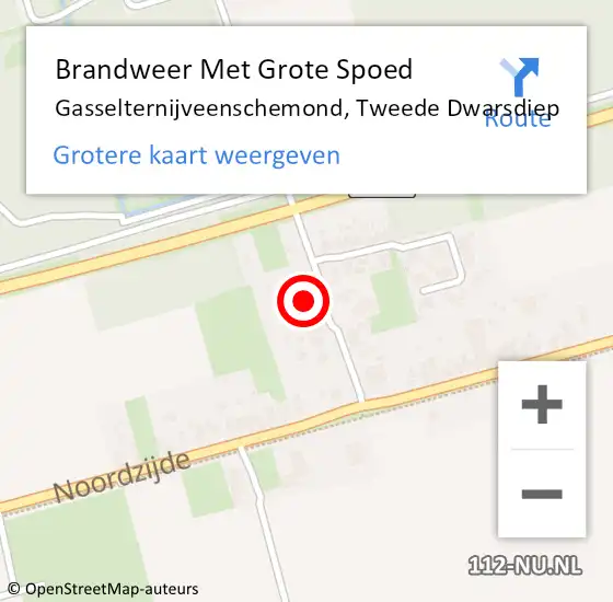 Locatie op kaart van de 112 melding: Brandweer Met Grote Spoed Naar Gasselternijveenschemond, Tweede Dwarsdiep op 29 augustus 2024 03:23