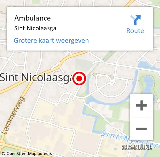 Locatie op kaart van de 112 melding: Ambulance Sint Nicolaasga op 29 augustus 2024 03:29