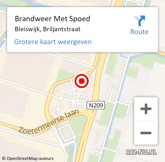 Locatie op kaart van de 112 melding: Brandweer Met Spoed Naar Bleiswijk, Briljantstraat op 29 augustus 2024 03:37