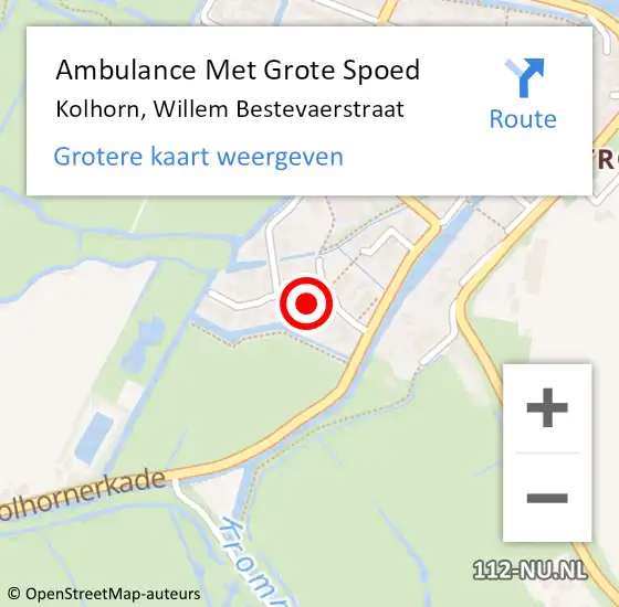 Locatie op kaart van de 112 melding: Ambulance Met Grote Spoed Naar Kolhorn, Willem Bestevaerstraat op 29 augustus 2024 05:32