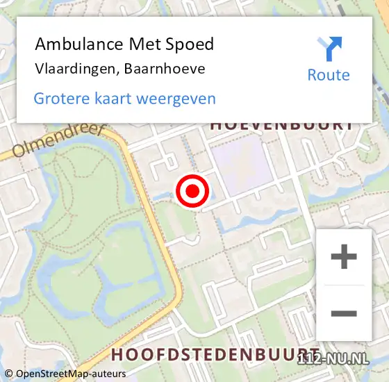 Locatie op kaart van de 112 melding: Ambulance Met Spoed Naar Vlaardingen, Baarnhoeve op 29 augustus 2024 05:37