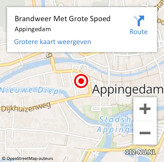 Locatie op kaart van de 112 melding: Brandweer Met Grote Spoed Naar Appingedam op 29 augustus 2024 06:41