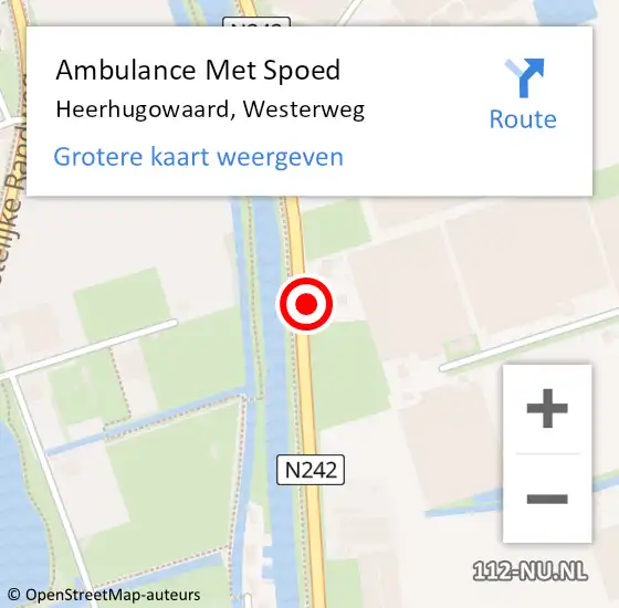 Locatie op kaart van de 112 melding: Ambulance Met Spoed Naar Heerhugowaard, Westerweg op 29 augustus 2024 06:49