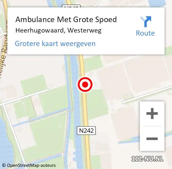 Locatie op kaart van de 112 melding: Ambulance Met Grote Spoed Naar Heerhugowaard, Westerweg op 29 augustus 2024 07:02