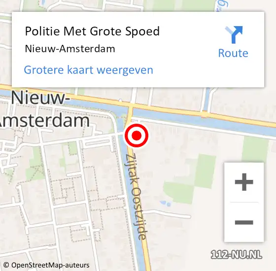 Locatie op kaart van de 112 melding: Politie Met Grote Spoed Naar Nieuw-Amsterdam op 29 augustus 2024 07:07