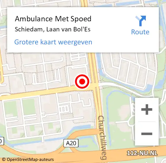 Locatie op kaart van de 112 melding: Ambulance Met Spoed Naar Schiedam, Laan van Bol'Es op 29 augustus 2024 07:11